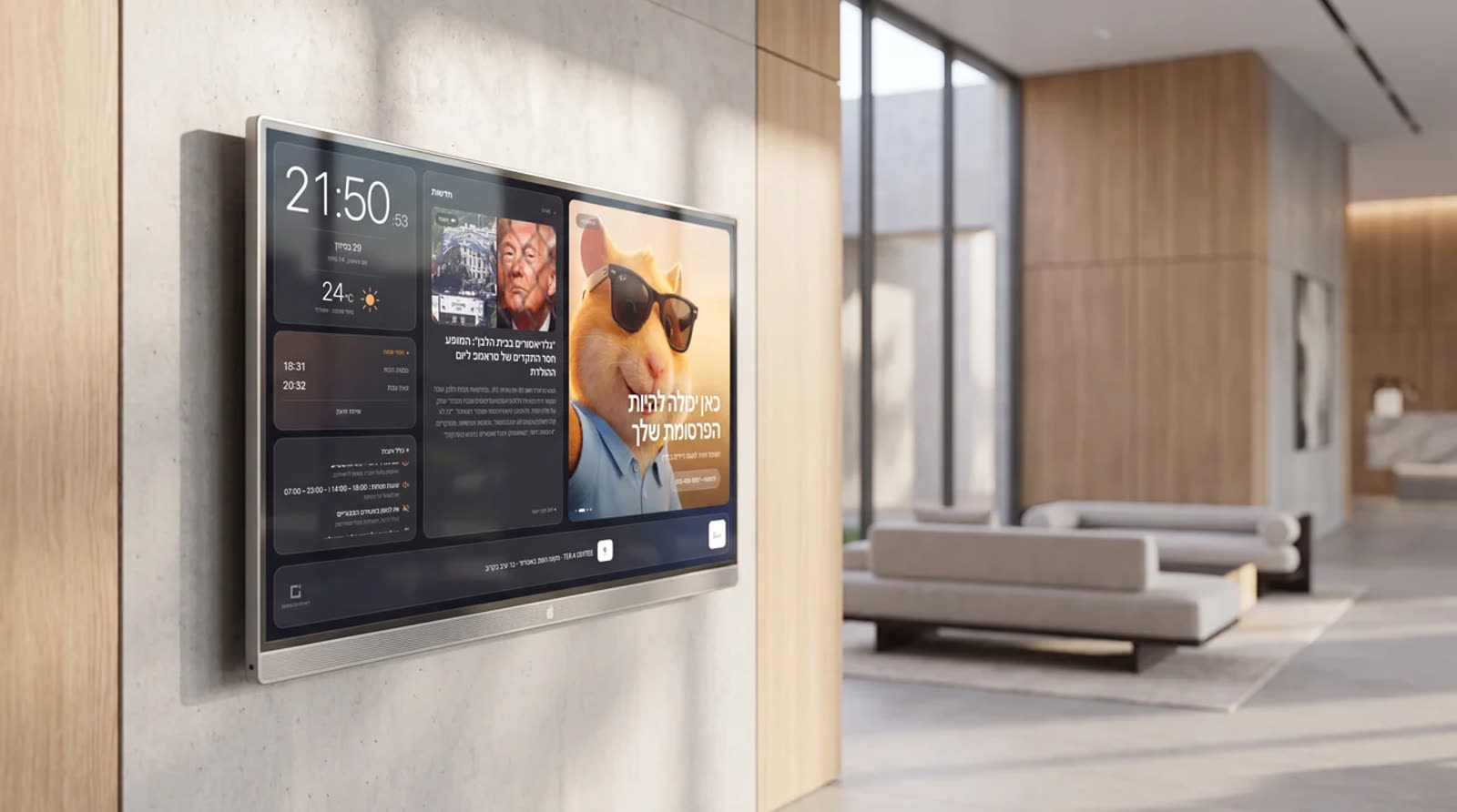 ScreenPoint display in a modern residential lobby
